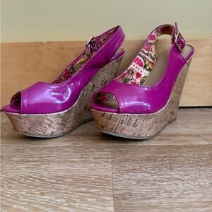 Candie's Vibrant Pink Wedge Sandals